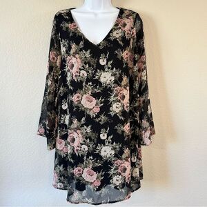 Black and Pale Pink Floral Dress